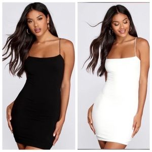 Two Ribbed Mini Dresses (One White & One B…